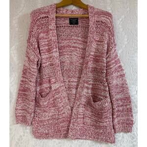 Abercrombie & Fitch Pink Open Front Oversized Chunky Knit Cardigan Sweater XS/S*